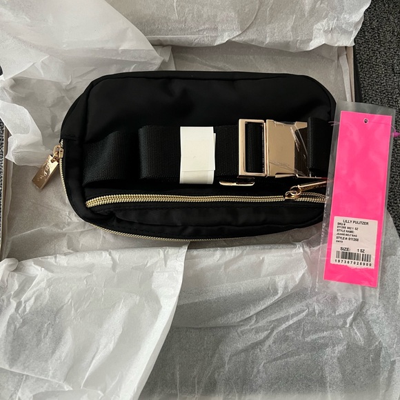 LILY PULITZER JEANNIE BELT BAG BLACK GOLD ONYX NWT - Picture 4 of 8